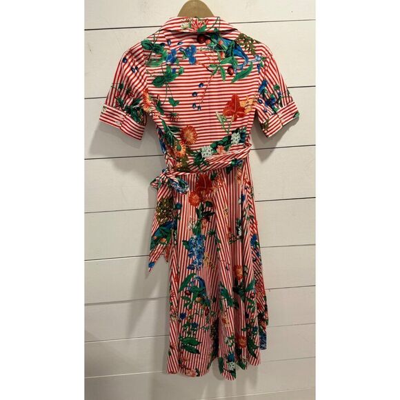 Calvin Klein Red Striped Floral High Low Dress - Picture 6 of 6